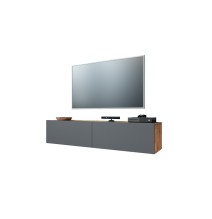 Mueble TV para Pared Color Antracita-Roble 140x31.5x29.5 cm - 2 Puertas Estilo Moderno.