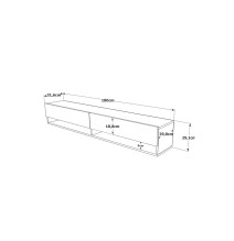 Mueble de TV de Pared Moderno Blanco-Roble - 180x31,5x29,5 cm - 2 Cajones y Estantes.