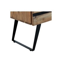 Cómoda de Madera Maciza Nogal-Negro con Patas Metálicas - 80x38x86.5 cm - Mueble de Almacenamiento Duradero para Dormitorio.