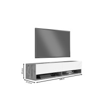 Mueble TV de Pared Color Blanco-Roble 140x31.6x29.6 cm - 2 Puertas - Estilo Moderno y Funcional.