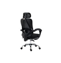 Silla de Oficina Manager con Reposapiés - Premium Quality Tela-Malla Negro - 124/114 x 58 x 62 cm.