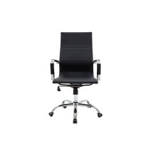 Sillón de Dirección en Piel Sintética Negro, Silla de oficina - 55,5x58x108 cm.