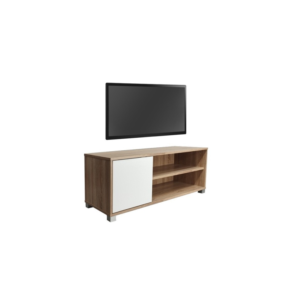 Mueble de TV en Melamina Cambria-Blanco 120x40x41cm - Diseño Elegante con Puerta y Estantes