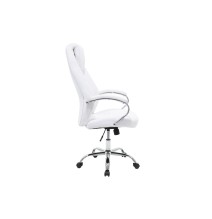 Sillón de Oficina Manager con Piel Sintética Blanco - 128/120 x 57 x 61 cm.