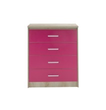 Cómoda de 4 Cajones, Color Rosa y Cambria, 80x40x95 cm, Organizador Versátil para Dormitorio