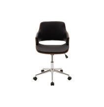 Sillón de Dirección Blanco en Piel Sintética y Madera Natural - 89/79 x 61 x 53 cm - Patas Metálicas